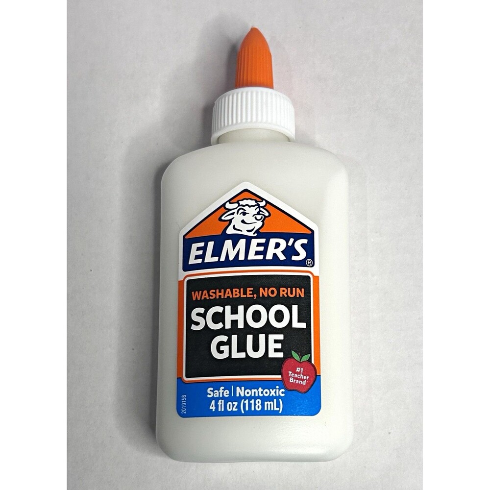 Elmer's Washable No-Run Liquid School Glue White Non-Toxic 4 fl oz Bottle NEW